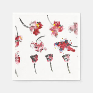 Bloemen Whispers -Abstracte Acryl Hibiscus & Roos Servet