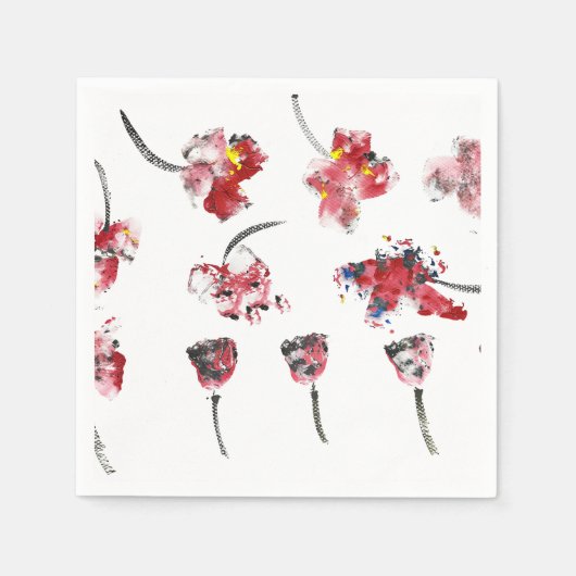 Bloemen Whispers -Abstracte Acryl Hibiscus & Roos Servet (Voorkant)