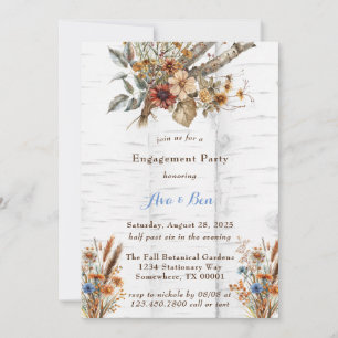 Bloemen White Birch Tree Engagement Party Kaart