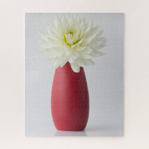 Bloemen White Dahlia in Red Vase Legpuzzel