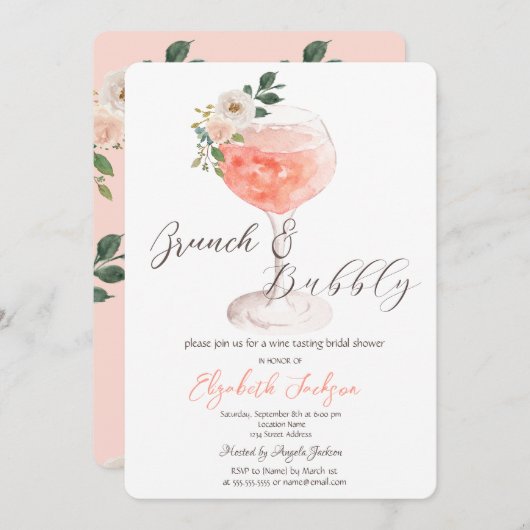 Bloemen Wijn Brunch & Bubble Kaart (Voorkant / Achterkant)