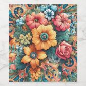  bloemen wijn etiket (Enkel label)
