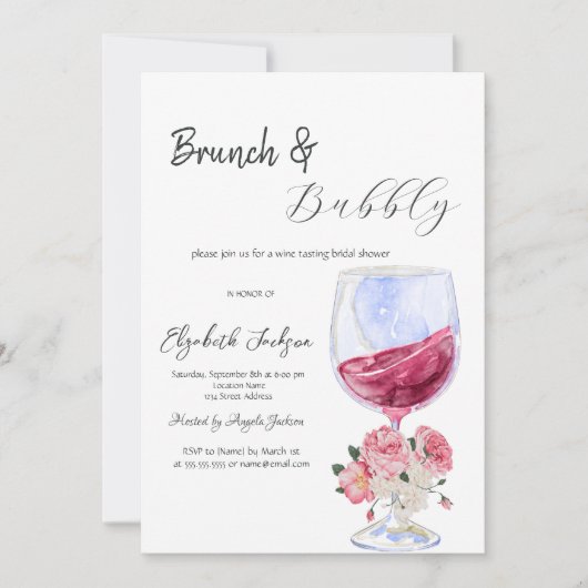 Bloemen Wijn Glas Brunch & Bubble Kaart (Voorkant)