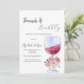 Bloemen Wijn Glas Brunch & Bubble Kaart (Staand voorkant)