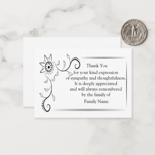 Bloemen Wijnstokken Dank u kaarten Notitiekaartje (Voorkant / Achterkant in situ)