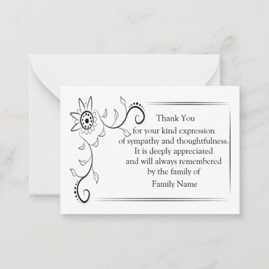 Bloemen Wijnstokken Dank u kaarten Notitiekaartje (Voorkant)