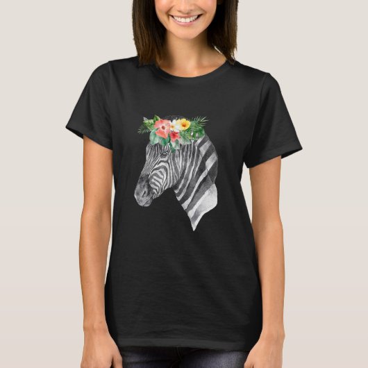 Bloemen Wild Zebra Head Animal Spirit Costume Wild T-shirt (Voorkant)