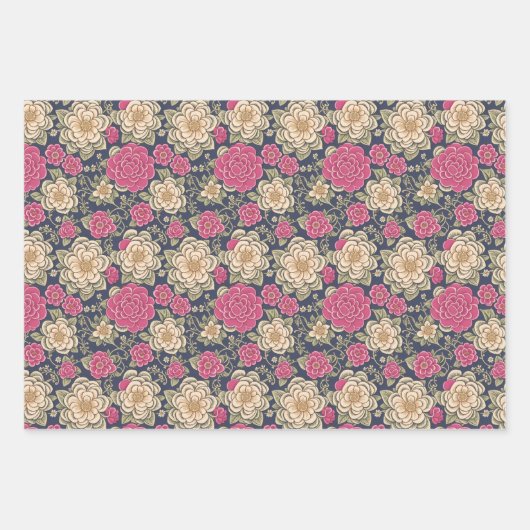 Bloemen Wildbloem Botanisch Patroon Inpakpapier Vel (Voorkant 3)