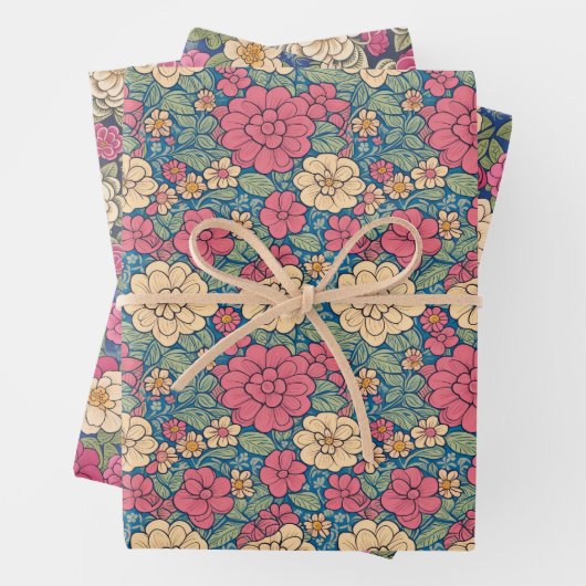  Bloemen Wildbloem Botanisch Patroon Inpakpapier Vel (In situ)