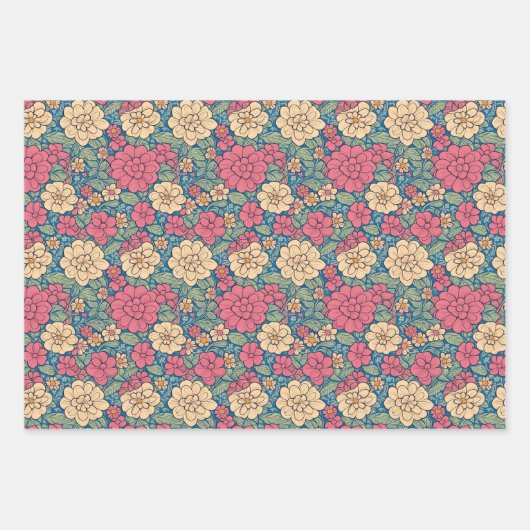  Bloemen Wildbloem Botanisch Patroon Inpakpapier Vel (Voorkant)