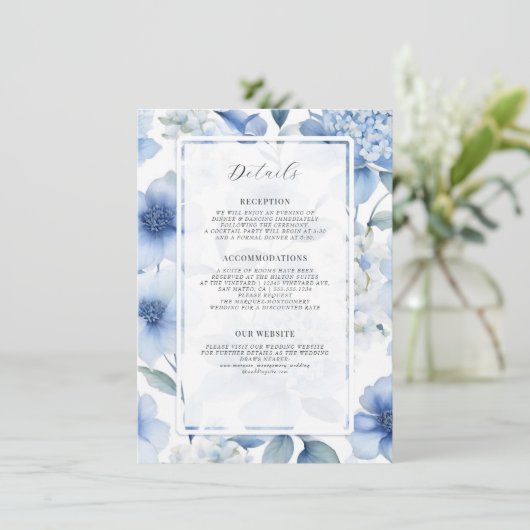 Bloemen Wildbloem Elegant Zomer Blauw Wit Detail Informatiekaartje (Staand voorkant)