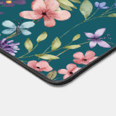 Bloemen Wildbloem Naam Monogram Diep Blauwgroen Bureaumat (Hoek)