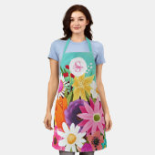 Bloemen Wildbloemen Boeket Bloemen Monogram Moeder Schort (Gedragen)