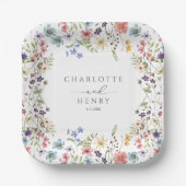 Bloemen Wildbloemen Eenvoudige bruiloft Papieren Bordje (Voorkant)