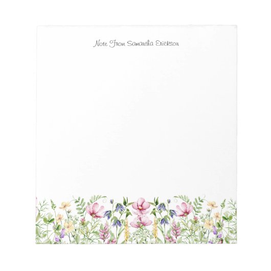 Bloemen Wildbloemen Gepersonaliseerde naam & beric Notitieblok (Voorkant)