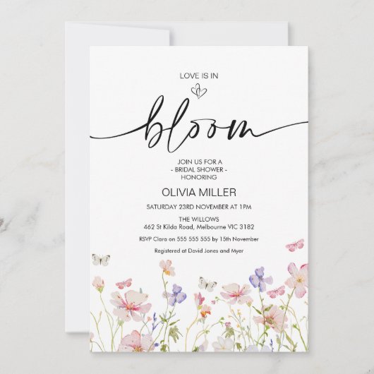 Bloemen Wildbloemen Liefde is in Bloom Vrijgezelle Kaart (Voorkant)