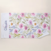  Bloemen Wildbloemen Patroon Monogram Strandlaken (Voorkant)