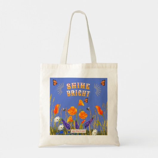 Bloemen Wildbloemen Poppies Vlinders Tote Bag (Achterkant)