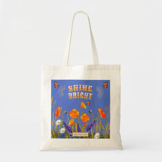 Bloemen Wildbloemen Poppies Vlinders Tote Bag (Voorkant)