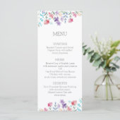 Bloemen Wildbloemen rustiek bruiloft diner menu (Staand voorkant)