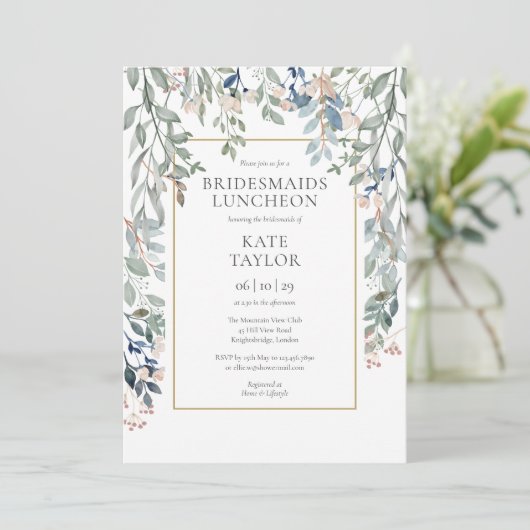 Bloemen Wilde Bloemen Bruidsmeisjes Lunch Kaart (Staand voorkant)