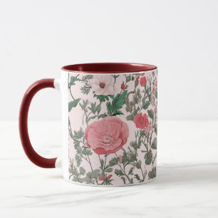  bloemen wilde bloemen en papavers roze mok