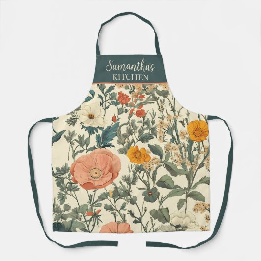  bloemen, wilde bloemen en papavers schort (Voorkant)