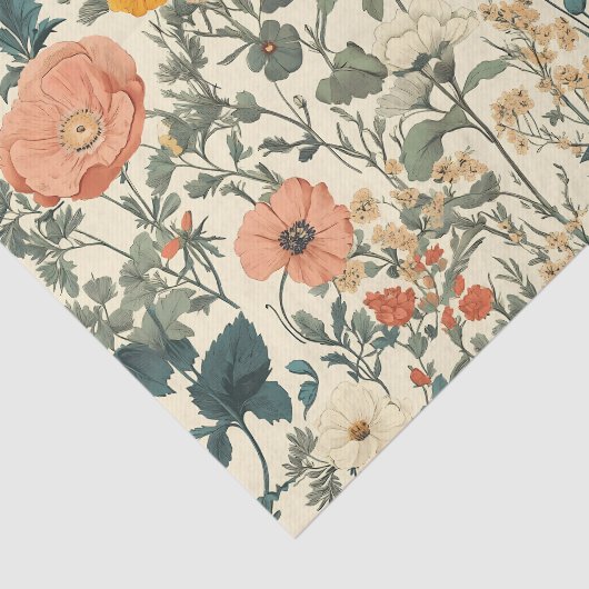 bloemen, wilde bloemen en papavers tissuepapier (Detail)