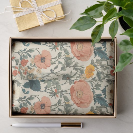  bloemen, wilde bloemen en papavers tissuepapier (Geschenk)