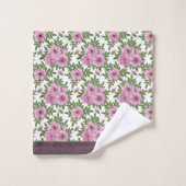 Bloemen Wilde Roos Foliage Roze Groen Bad Handdoek (Wasdoekje)