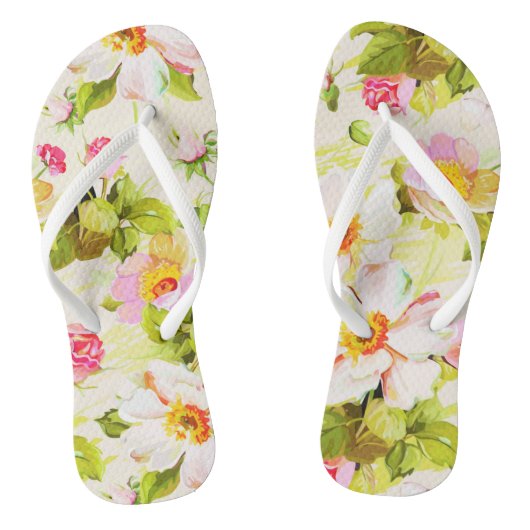  Bloemen Wilde Rozen Pioenen Vrouw Flip Flop (Voetbed)