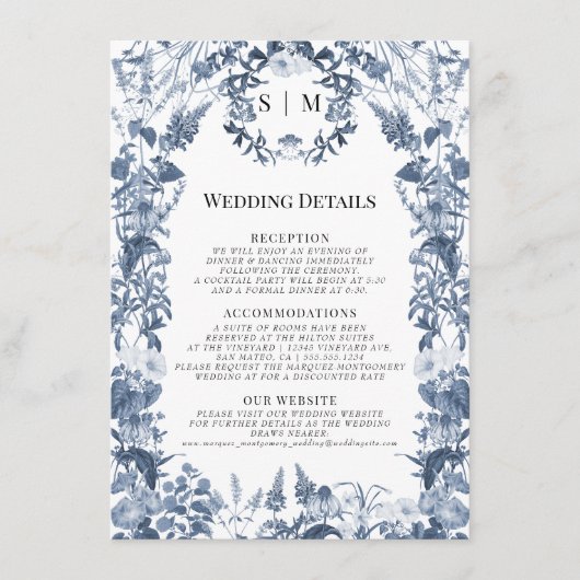 Bloemen Wildflower Blauw Wit Lente Details Informatiekaartje (Voorkant)