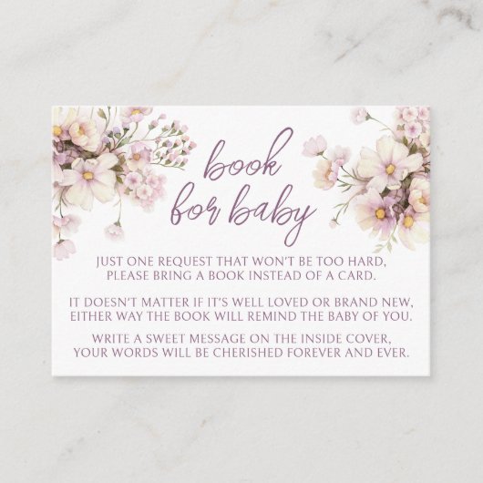 Bloemen wildflower boek voor baby meisje douche informatiekaartje (Voorkant)
