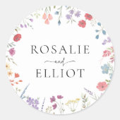 Bloemen Wildflower bruiloft Ronde Sticker (Voorkant)