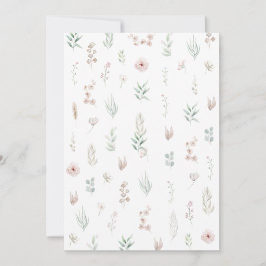 Bloemen Wildflower Eerste Communie Uitnodiging (Achterkant)