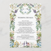 Bloemen Wildflower Meadow Spring Bruiloft Details Informatiekaartje (Voorkant)