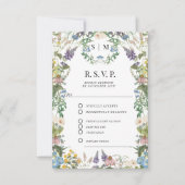 Bloemen Wildflower Meadow Spring QR code Bruiloft RSVP Kaartje (Voorkant)