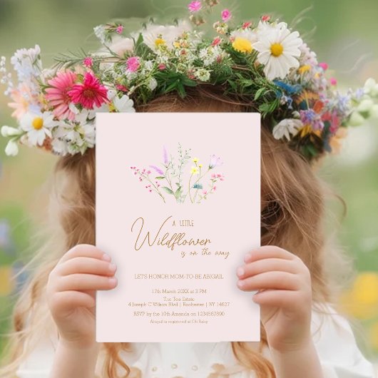 Bloemen Wildflower Meisje Baby shower Uitnodiging