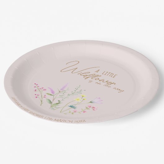 Bloemen Wildflower Meisje Baby shower Uitnodiging Papieren Bordje (Gekanteld)