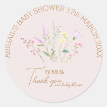 Bloemen Wildflower Meisje Baby shower Uitnodiging