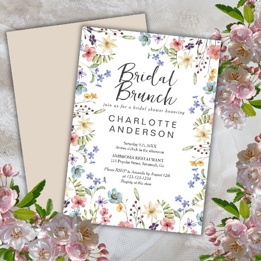 Bloemen Wildflower Vrijgezellenfeest Bruidsbrunch Kaart