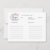 Bloemen Wildflower Vrijgezellenfeest Recept Notitiekaartje (Voorkant)