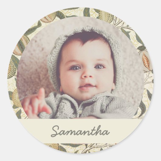 Bloemen William Morris Fruit Art Nouveau Ronde Sticker (Voorkant)