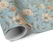  Bloemen William Morris Fruit Blue Floral Cadeaupapier (Rol Hoek)