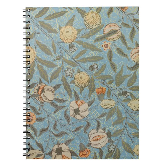  Bloemen William Morris Fruit Blue Floral Notitieboek (Voorkant)