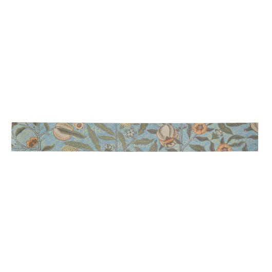 Bloemen William Morris Fruit Blue Floral Satijnen Lint (Voorkant)