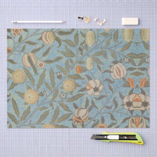 Bloemen William Morris Fruit Blue Floral Tissuepapier (Craft)