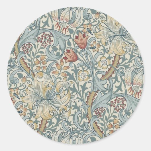 bloemen William Morris Golden Lily Ronde Sticker (Voorkant)