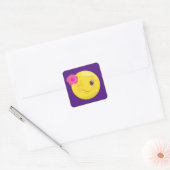 Bloemen Wink Girly Emoji Vierkante Sticker (Envelop)