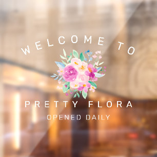 bloemen winkel welkom waterverf raamsticker